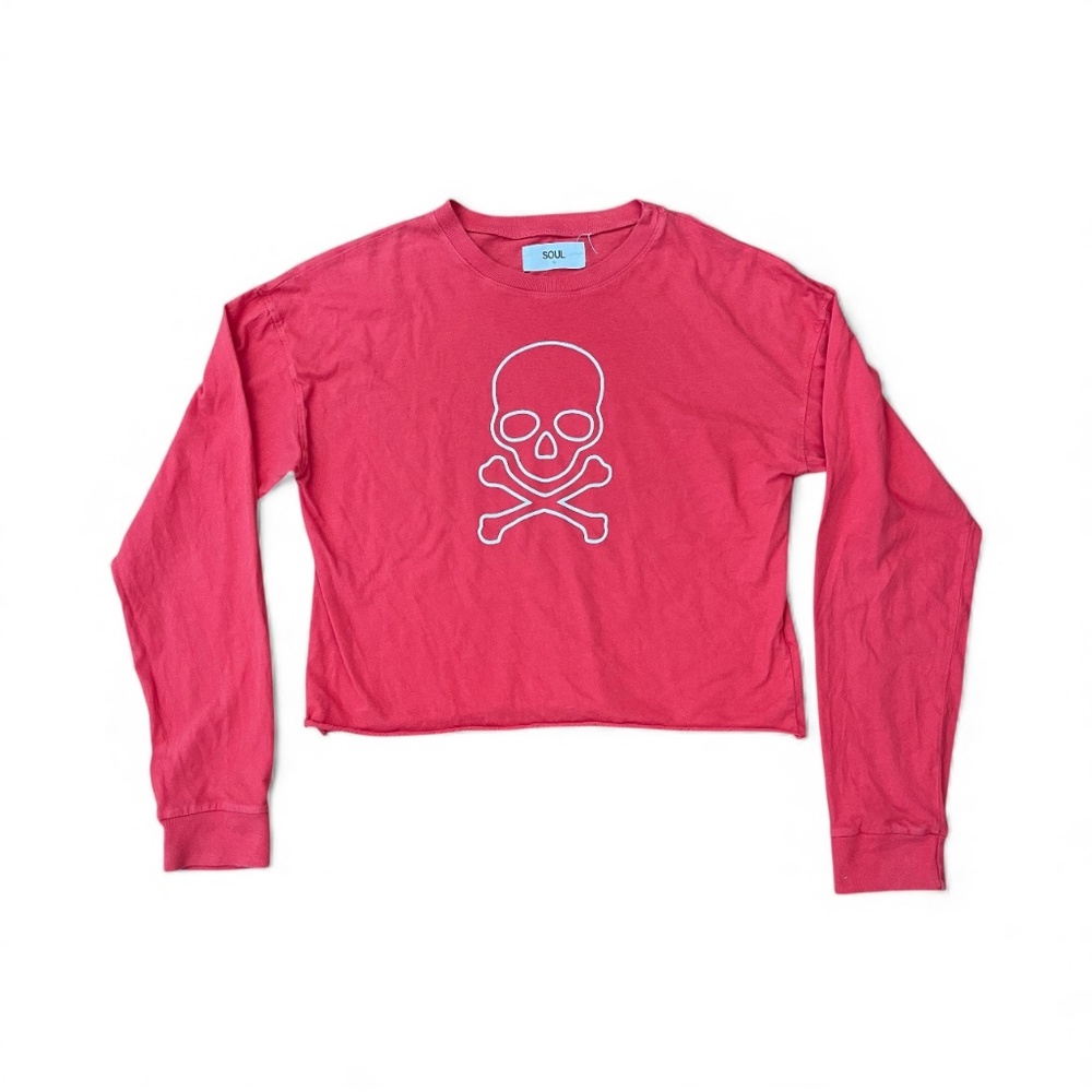 Skull Graphic Long Sleeve Cropped T-shirt Size Small -  SOULCYCLE